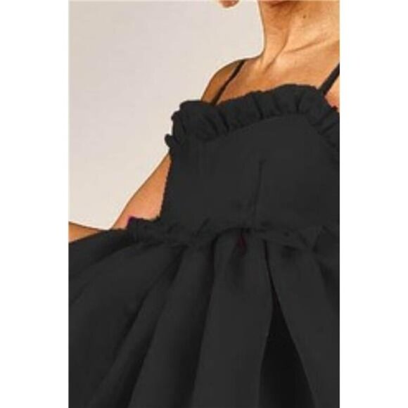 BiBi Ruffled Edge Sweet Heart Neck Sleeveless Tulle Dress - Picture 3 of 3